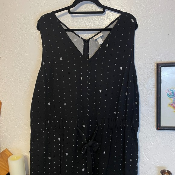 🌻Ava & Viv {1X} Black/White Sleeveless Pantsuit/Jumpsuit Wide Leg - Picture 5 of 9